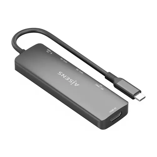 USB-C Dock 6 en 1, USB-C A, 1x HDMI, 2x USB-A, 1x USB-C PD 100W, 1x SD, 1x MicroSD, Gris, 15cm - Imagen 2