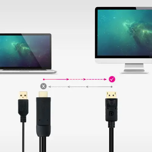 Cable Conversor HDMI 2.0 a DisplayPort V1.2, 1.8 m, Negro - Imagen 4
