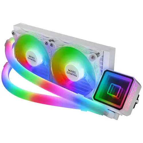 ML-ULTRA240 Blanco, Refrigeración Líquida CPU, TDP 500W, Espejo Infinito, 2 Ventiladores Silenciosos FDB ARGB, Tubos ARGB, Multisocket Universal - Imagen 3