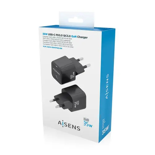 Cargador GaN 35W, 1xUSB-C PD3.0 QC4.0, Negro - Imagen 6