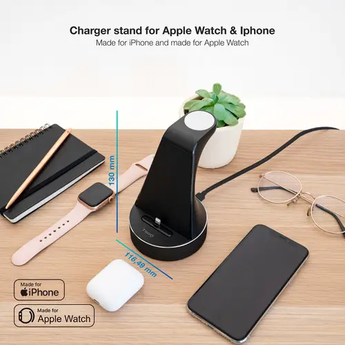 Base de Carga para Apple Watch y iPhone, Negro - Imagen 2