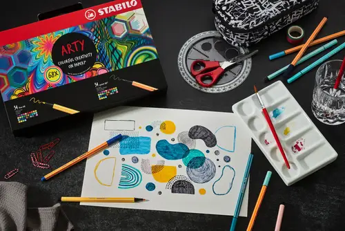 ARTY Creative Set rotulador Medio Azul, Coloretes, Carmín, Verde, Gris, Caqui, Lila, Cal, Ocre, Naranja, Púrpura, Turquesa, Violeta, Amarillo - Imagen 6