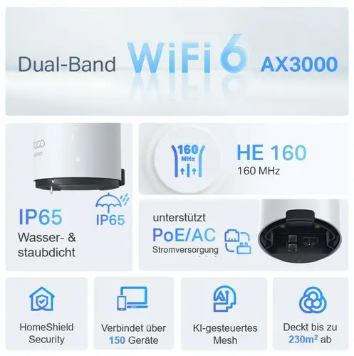 Deco X50-Outdoor Doble banda (2,4 GHz / 5 GHz) Wi-Fi 6 (802.11ax) Blanco 1 Interno - Imagen 6