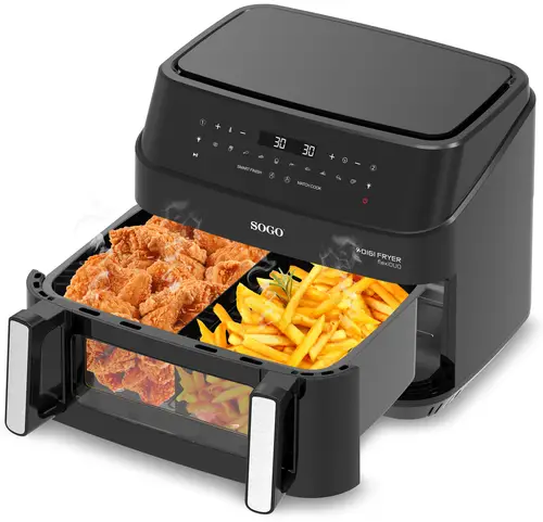 FRE-SS-10895 freidora Doble 10,5 L Independiente 2600 W Freidora de aire caliente Negro - Imagen 3