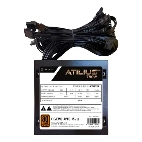 ATX Atilius 2.0 Black 750W 80+ Bronze unidad de fuente de alimentación 20+4 pin ATX Negro - Imagen 3
