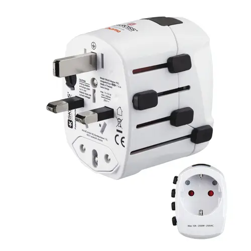 World Travel Pro adaptador de enchufe eléctrico Universal Blanco - Imagen 1