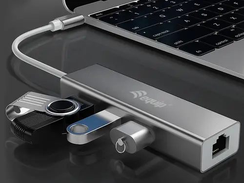 Hub USB-C a USB 3.0 de 3 puertos con adaptador Gigabit - Imagen 7
