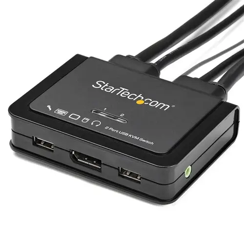 Switch Conmutador KVM de 2 Puertos DisplayPort 4K60Hz con Cables Incorporados - Imagen 2