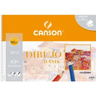 CANSON BLOC DIBUJO BASIK ESPIRAL MICROPERFORADO 20 HOJAS 150 GR. ..