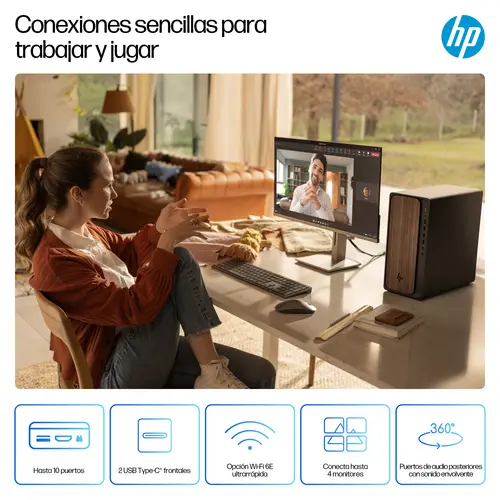 OmniDesk Desktop AI M03-0012ns PC Intel Core Ultra 5 225 16 GB DDR5-SDRAM 1 TB SSD Windows 11 Home Torre AI PC Madera, Negro - Imagen 6