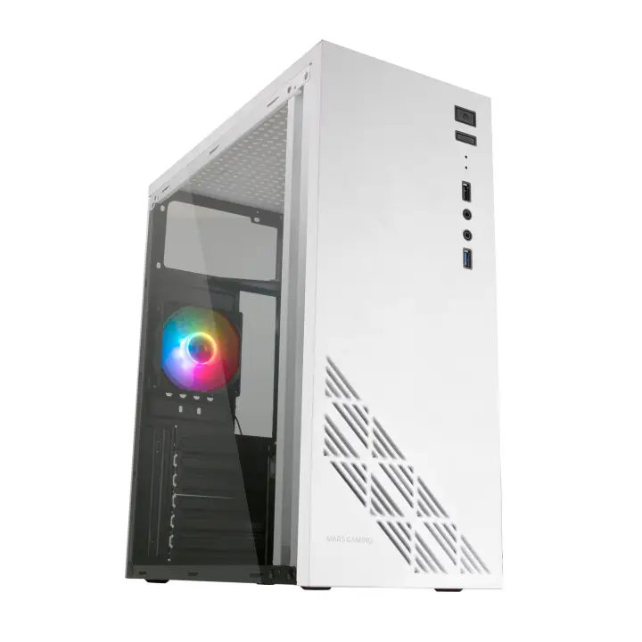 MC100W - Caja Gaming ATX, ventilador 90mm FRGB, ventilación convect-cool, color blanco
