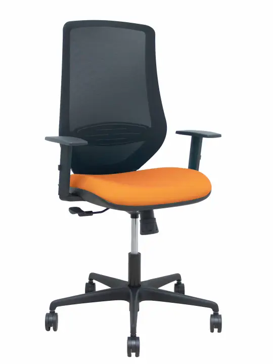 Silla Mardos sincro malla negra bali naranja brazo regulable