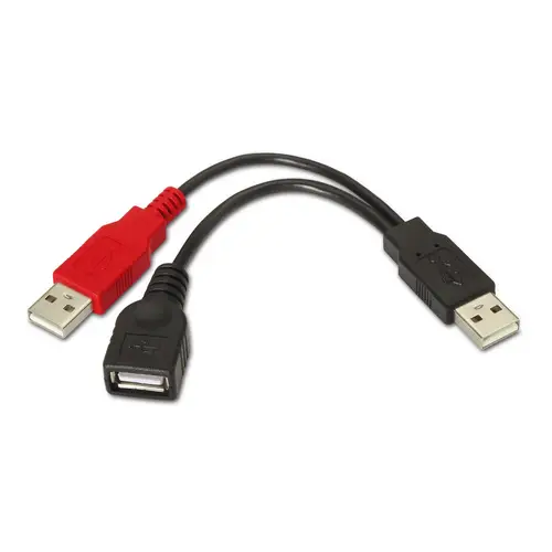 A101-0030 cable USB USB 2.0 0,15 m 2 x USB A USB A Negro, Rojo - Imagen 1