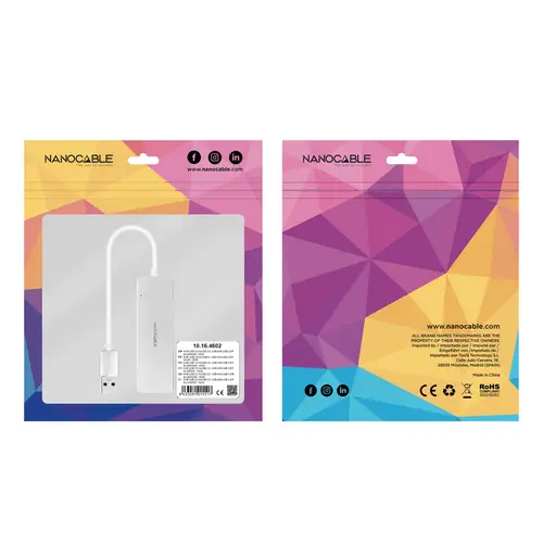 Hub USB-A 3.0. a 4xUSB3.0, USB-A/M-USB 3.0/H, Aluminio, Color Plata, 18 cm - Imagen 5