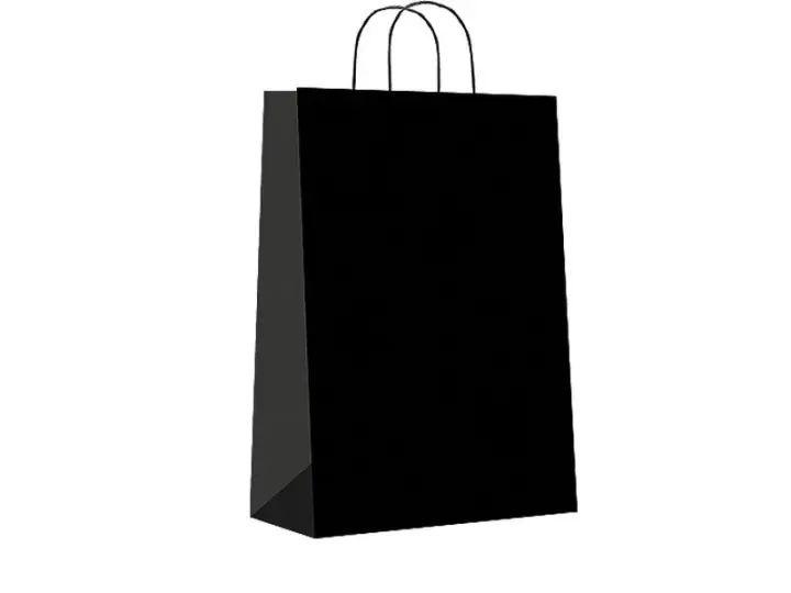Paq.25 bolsas papel asa retorcida formato m 27+12x37cm 90gr negro 02004037