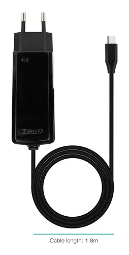 Cargador de portátil GAN USB-C PD 45W, Negro - Imagen 2