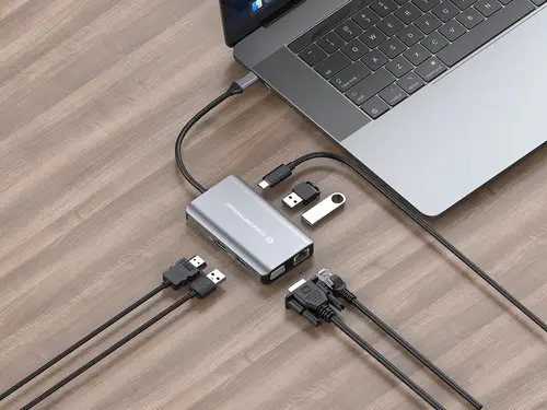 DONN21G base para portátil y replicador de puertos Alámbrico USB 3.2 Gen 1 (3.1 Gen 1) Type-C Gris - Imagen 8