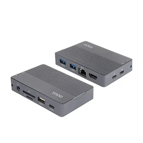 Caja externa para SSD M.2 NVMe/SATA + HUB USB-C 3.2 Gen2 con 2x USB-A 3.1 + 1x USB-A 2.0 + USB-C 3.2 Gen2 + HDMI 2.0 + RJ45 + SD/TF + AUDIO + USB-C PD 100W, Gris - Imagen 2