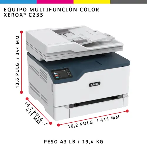 C235 A4 22 ppm Inalámbrica Copia/impresión/escaneado/fax PS3 PCL5e/6 ADF 2 bandejas Total 251 hojas - Imagen 7