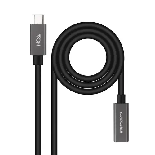 Cable Prolongador USB-C 3.2 Gen2x2 20Gbps 3A, 4K/60Hz, USB-C/M-USB-C/H, Negro, 1 m - Imagen 1