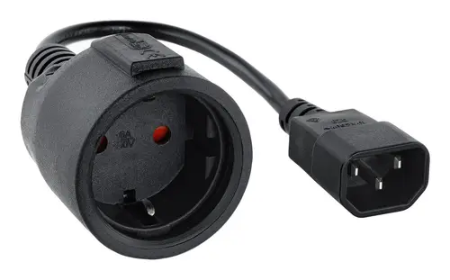 Cable Adaptador C14/M a CEE7/H, 16A, 50 cm - Imagen 1