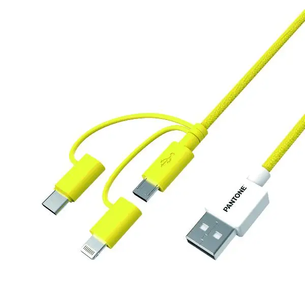 PT-USB003Y1 cable USB 1,2 m USB A USB C/Micro USB A/Lightning Amarillo
