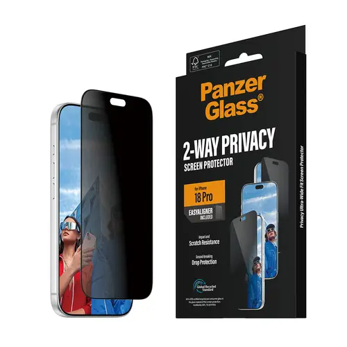 ® 2-Way Privacy Screen Protector iPhone 18 Pro | Ultra-Wide Fit w. EasyAligner Protector de pantalla 1 pieza(s) - Imagen 7