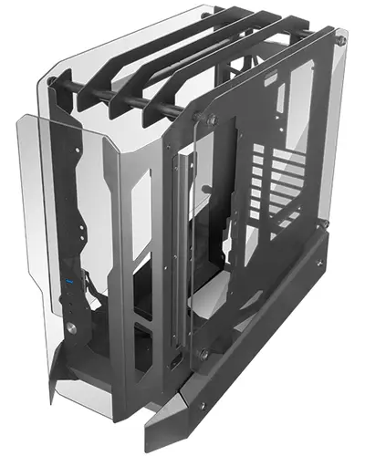 MC-EDGE, Caja Gaming ATX, Diseño Open Air, Triple Panel Cristal Templado, Semitorre PC Soporte Refrigeración Líquida Hasta 240mm, Sistema Gestión Cableado Interno, USB-C y USB 3.0, Negro - Imagen 1