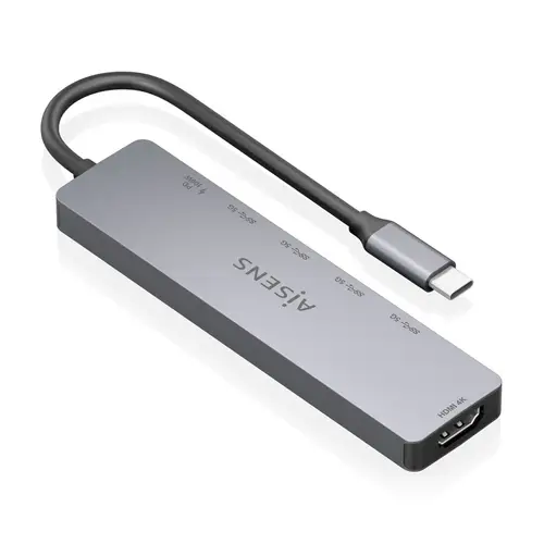 USB-C Dock 6 en 1, USB-C a 1xHDMI, 4xUSB-A, 1xUSB-C PD 100W, Gris, 15cm - Imagen 2