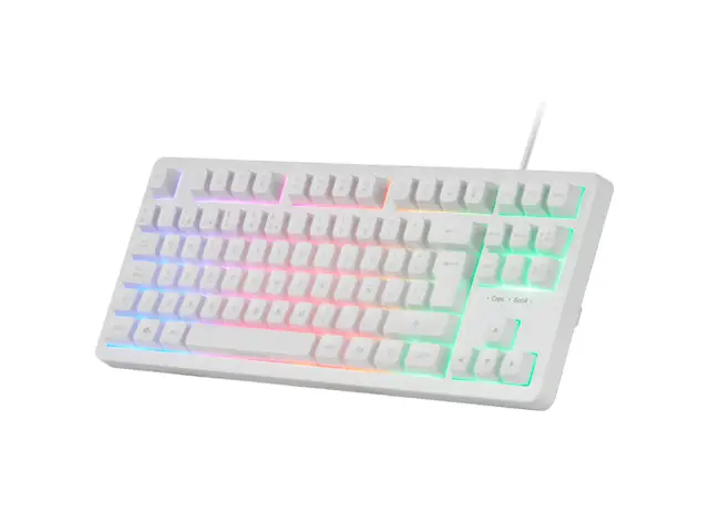 MK023, Teclado Gaming TKL, Tecnología Híbrida H-Mech, Iluminación FRGB Rainbow, Anti-ghosting, Compatibilidad Universal, Blanco, Idioma Español - Imagen 3