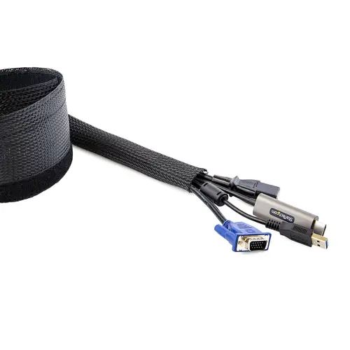 Manga de 3m de Gestión de Cableado, Conducto Pasacables Flexible de Cortar, 3cm de Dia. Manga Ocultacables de Poliéster para Administración de Cables, Negro - Imagen 6