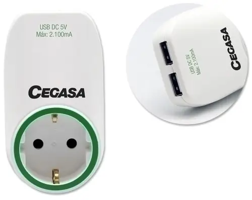 ENCHUFE ADAPTADOR CEG. SCHUKO + 2 USB