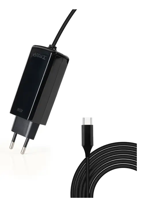 Cargador de portátil GAN USB-C PD 45W, Negro