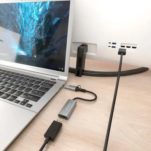 Conversor Aluminio USB-A+USB-C A HDMI 1080P@60Hz, USB-A/M+USB-C/M-HDMI/H, Gris, 15cm - Imagen 5