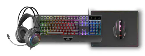 MCP124PRO, Combo Gaming 4en1, Teclado RGB H-Mech con Reposamuñecas, Ratón RGB 3200DPI y Switches HUANO, Auriculares FRGB, Alfombrilla Nanotextil 36x26cm, Multiplataforma, Español, Negro - Imagen 2