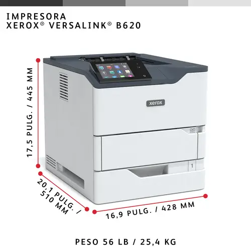 VersaLink B620 A4 61 ppm Impresora a doble cara PS3 PCL5e/6 2 bandejas 650 hojas - Imagen 12