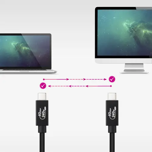 Cable USB 4 Gen 3x2 40Gbps 5A/240W, USB-C/M-USB-C/M, Negro, 1.8 m - Imagen 2