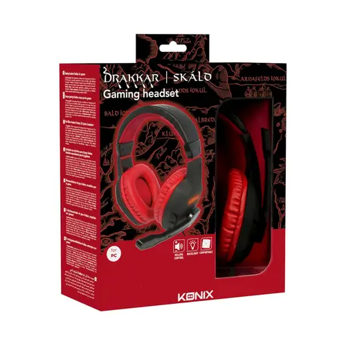 Drakkar 61881187304 auricular y casco Auriculares Alámbrico Diadema Juego Negro, Rojo - Imagen 4