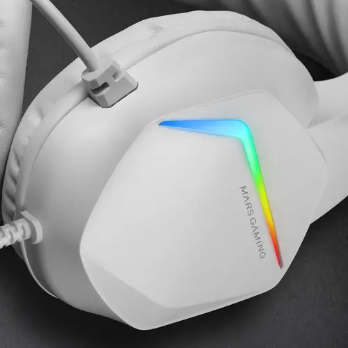 MH122 Blanco, Cascos Gaming FRGB Over Ear con Micrófono, Sonido HiFi, Cancelación de Sonido, Ultraligeros, PS4 PS5 Xbox Switch Tablet Windows Mac - Imagen 4