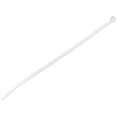 Bridas de 25cm para cables - 4 mm de ancho, 68 mm de diámetro, soportan 22 kg de tensión, de nylon, cierre automático y punta curva, 94V-2/UL, paquete de 100 - blancas - Imagen 1