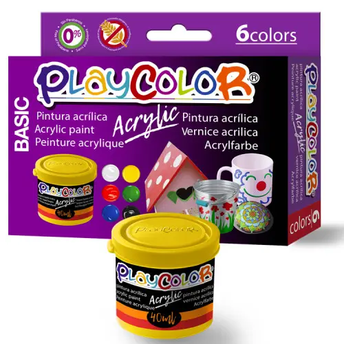 ESTUCHE ACRYLIC BASIC 40ML. 6 COLORES SURTIDOS PLAYCOLOR 18191.