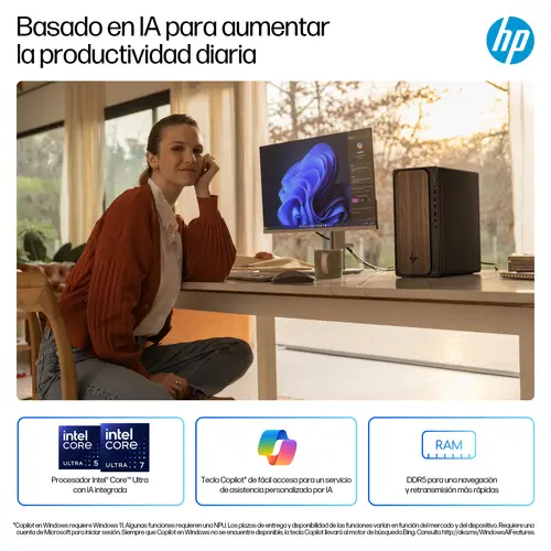 OmniDesk Desktop AI M03-0012ns PC Intel Core Ultra 5 225 16 GB DDR5-SDRAM 1 TB SSD Windows 11 Home Torre AI PC Madera, Negro - Imagen 8