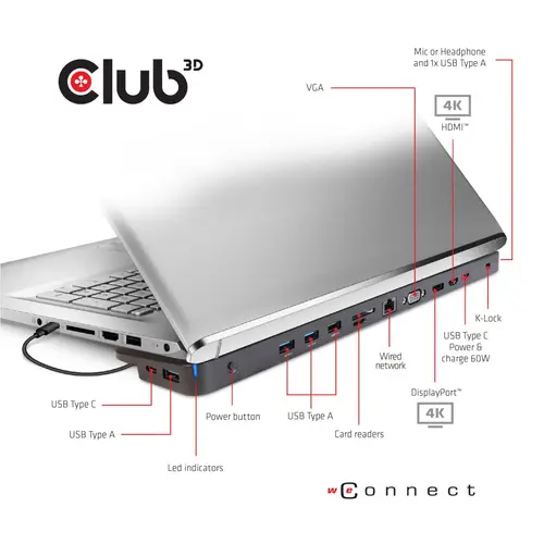 CSV-1564W65 base para portátil y replicador de puertos Acoplamiento USB 3.2 Gen 1 (3.1 Gen 1) Type-C Negro - Imagen 3