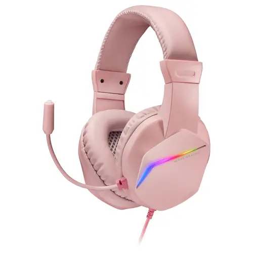 MH122 Rosa, Cascos Gaming FRGB Over Ear con Micrófono, Sonido HiFi, Cancelación de Sonido, Ultraligeros, PS4 PS5 Xbox Switch Tablet Windows Mac - Imagen 1