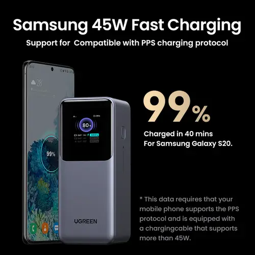 20000mAh 130W Fast Charging Powerbank Litio Gris - Imagen 8