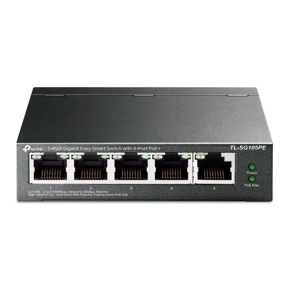 TL-SG105PE switch Gestionado L2 Gigabit Ethernet (10/100/1000) Energía sobre Ethernet (PoE) Negro