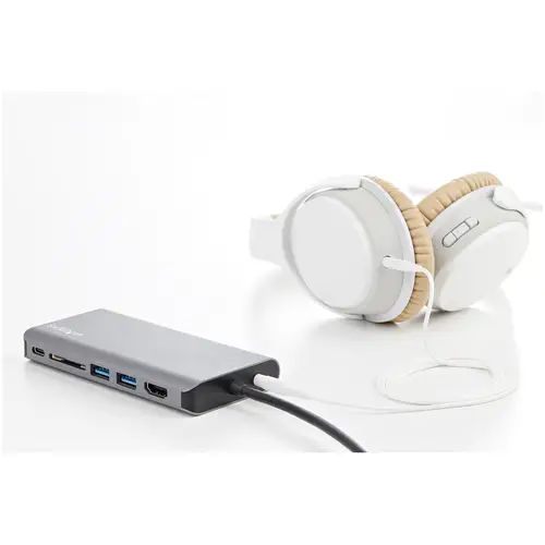 Adaptador Multipuertos USB-C - Mini Docking Station para Viajes con HDMI de 4K o VGA de 1080p - con Hub Ladrón USB 3.0 - PD de 100W - SD - Ethernet - Audio y Micrófono - Replicador de Puertos Portátil - Imagen 7