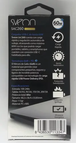 SAC260 adaptador e inversor de corriente Interior 60 W Blanco - Imagen 3
