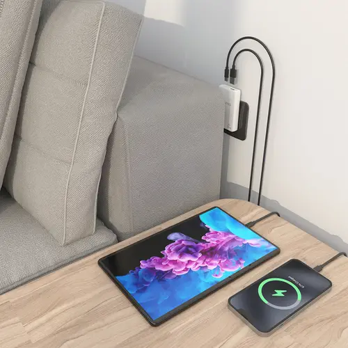 Cargador De Pared GaN Ultra Delgado 65W, 1xUSB-C PD3.0 QC4.0, 1xUSB-A QC3.0, Blanco - Imagen 8