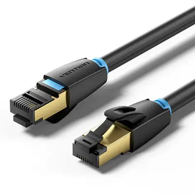 IKABQ cable de red Negro 20 m Cat8 S/FTP (S-STP) Alrededor